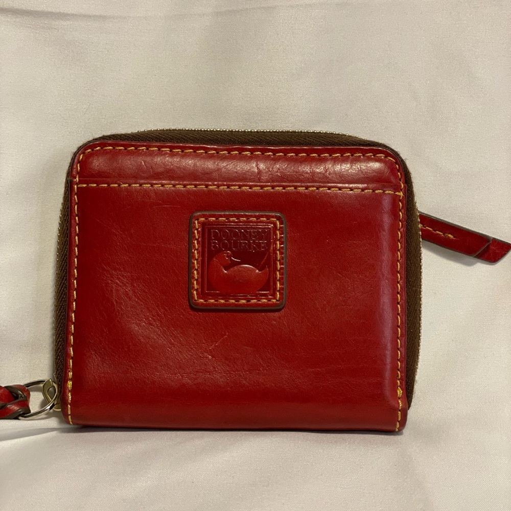 Dooney & Bourke red Florentine zip around wallet